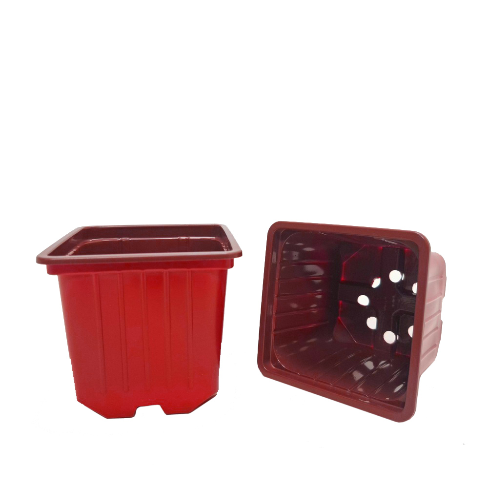 Горшок 0,4л 9*9*8 КРАСНЫЙ КВ (Амина)(1500шт)