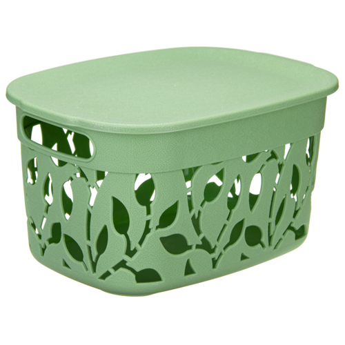 Коробка 5,5л Флора с крышкой Мята 2362 (15шт) (М-пласт)