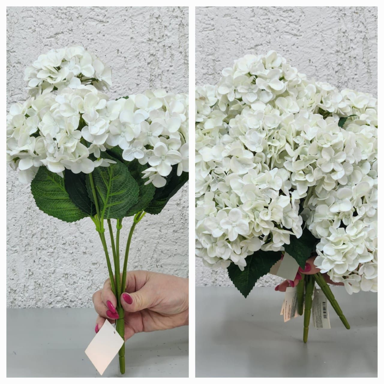 Ветка Гортензии PKSBD-7 белая 5 бутонов 40см (Сиб Сад)