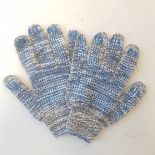 Перчатки с ПВХ 6 нитей (10) Точка белые (Проф)(10шт) 