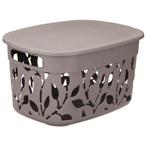 Коробка 5,5л Флора с крышкой Французкий серый 2362 (15шт) (М-пласт)